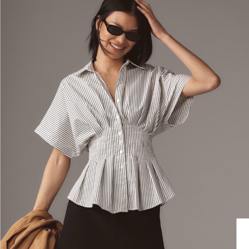 Anthropologie Exquise Striped Button-Up Blouse
